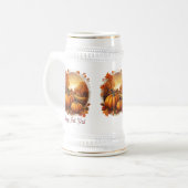 Het Pompoen en Landschap Motief van de Herfst Herf Bierpul (Voorkant links)