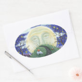 HET POMPOEN MAN, FOLK ART HALLOWEEN STICKERS Ovaal (Envelop)