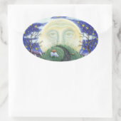 HET POMPOEN MAN, FOLK ART HALLOWEEN STICKERS Ovaal (Tas)