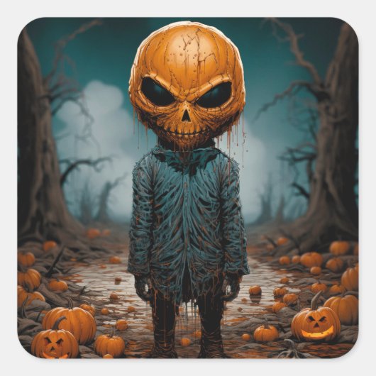 Het pompoenMan Vierkante Sticker (Voorkant)