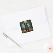 Het pompoenMan Vierkante Sticker (Envelop)
