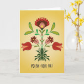 Het Poolse Borduurwerk bloeit Patroon, Wenskaart Kaart (Gele Bloem)