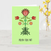 Het Poolse Borduurwerk bloeit Patroon, Wenskaart Kaart (Gele Bloem)