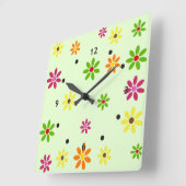 Het pop-art bloeit naadloos patroon + uw ideeën vierkante klok (Hoek)