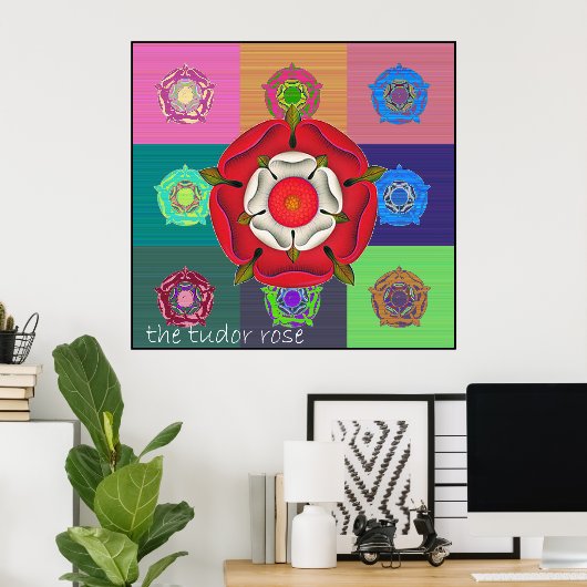 Het Pop Art Tudor-Roos Poster (Thuiskantoor)