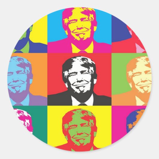 Het Pop-art van Donald Trump Ronde Sticker (Voorkant)
