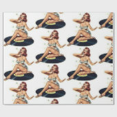 Het pop-upmeisje op record cadeaupapier (Vlak)