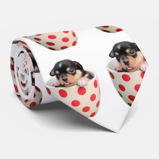 Het pop-uppatroon van Teacup pop op wit Stropdas (Opgerold)