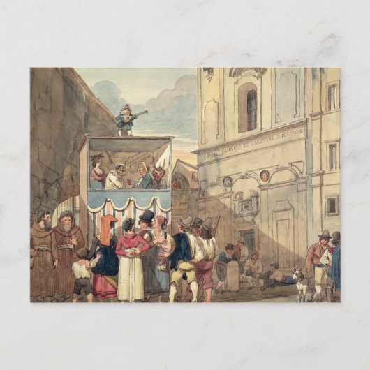 Het pop-uppet-theater briefkaart (Voorkant)