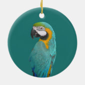 Het portret Blue en Gold Macaw personaliseren Keramisch Ornament (Achterkant)