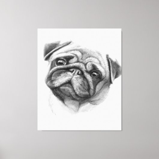Het portret Pug | Cute Pug Dog Face Canvas Afdruk (Voorkant)