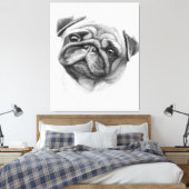 Het portret Pug | Cute Pug Dog Face Canvas Afdruk (Insitu (Slaapkamer))