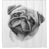 Het portret Pug | Cute Pug Dog Face Douchegordijn (Voorkant)