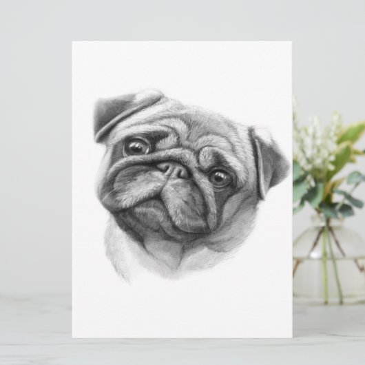 Het portret Pug | Cute Pug Dog Face Menu (Staand voorkant)
