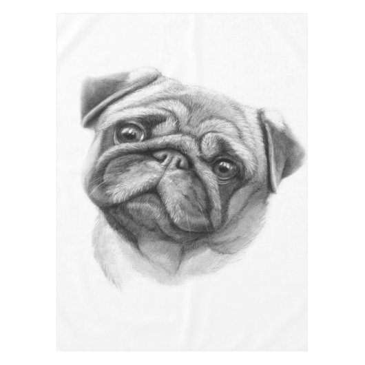 Het portret Pug | Cute Pug Dog Face Tafelkleed (Voorkant)