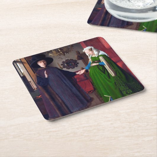 Het portret van Arnolfini, Jan van Eyck Kartonnen Onderzetters (Schuin)