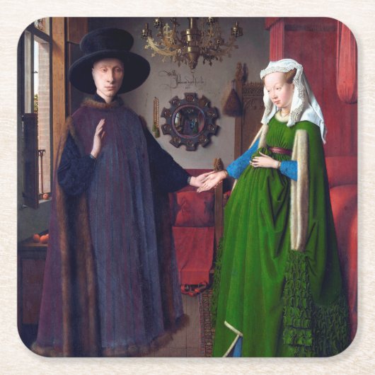 Het portret van Arnolfini, Jan van Eyck Kartonnen Onderzetters (Voorkant)