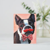 Het Portret van Boston Terrier met het Stropdas Re Briefkaart (Staand voorkant)