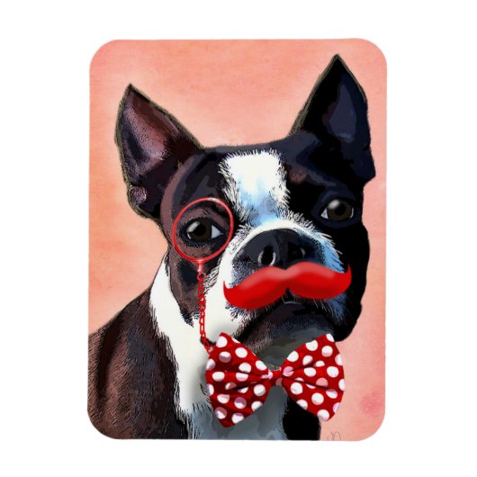 Het Portret van Boston Terrier met het Stropdas Re Magneet (Verticaal)