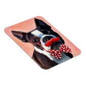 Het Portret van Boston Terrier met het Stropdas Re Magneet (Rechterzijde)