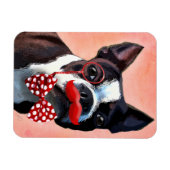 Het Portret van Boston Terrier met het Stropdas Re Magneet (Horizontaal)