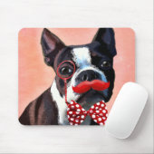 Het Portret van Boston Terrier met het Stropdas Re Muismat (Met muis)
