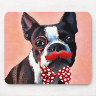 Het Portret van Boston Terrier met het Stropdas Re Muismat