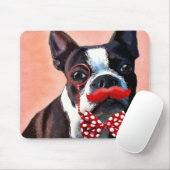 Het Portret van Boston Terrier met het Stropdas Re Muismat (Met muis)