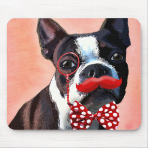 Het Portret van Boston Terrier met het Stropdas Re Muismat