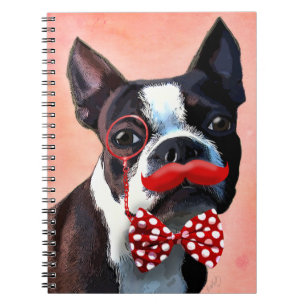 Het Portret van Boston Terrier met het Stropdas Re Notitieboek