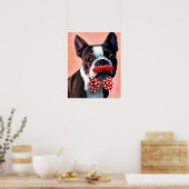 Het Portret van Boston Terrier met het Stropdas Re Poster (Keuken)