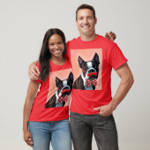 Het Portret van Boston Terrier met het Stropdas Re T-shirt (Unisex)
