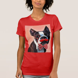 Het Portret van Boston Terrier met het Stropdas Re T-shirt