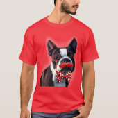 Het Portret van Boston Terrier met het Stropdas Re T-shirt (Voorkant)