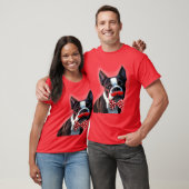 Het Portret van Boston Terrier met het Stropdas Re T-shirt (Unisex)