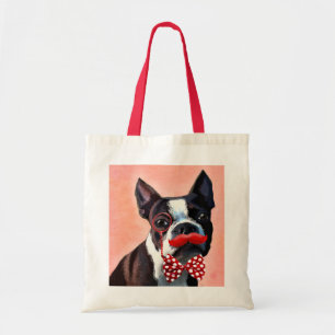 Het Portret van Boston Terrier met het Stropdas Re Tote Bag