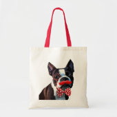 Het Portret van Boston Terrier met het Stropdas Re Tote Bag (Voorkant)