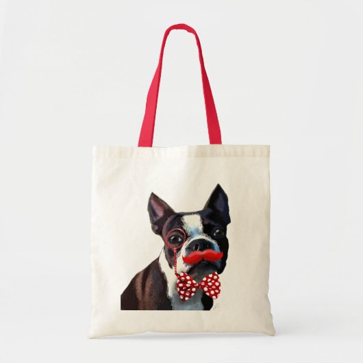 Het Portret van Boston Terrier met het Stropdas Re Tote Bag (Voorkant)