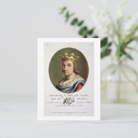 Het portret van Charles V, de zogenaamde 'The Wise Briefkaart (Staand voorkant)