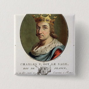 Het portret van Charles V, de zogenaamde 'The Wise Vierkante Button 5,1 Cm