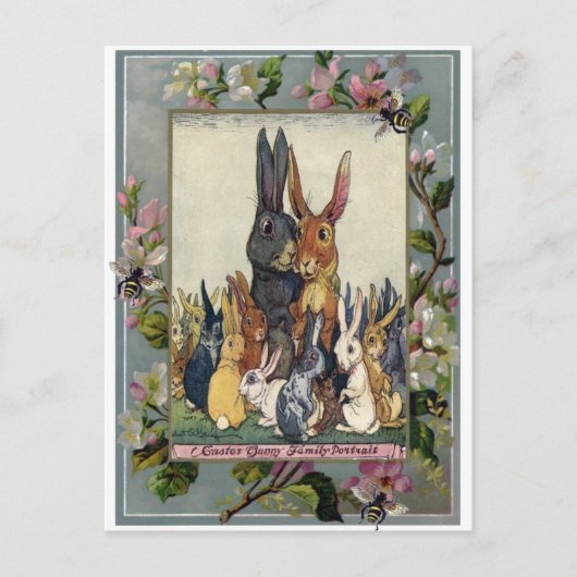 Het Portret van de Familie van de paashaas Feestdagenkaart (Voorkant)