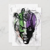 Het portret van de Joker Neon Airping Briefkaart (Voorkant / Achterkant)