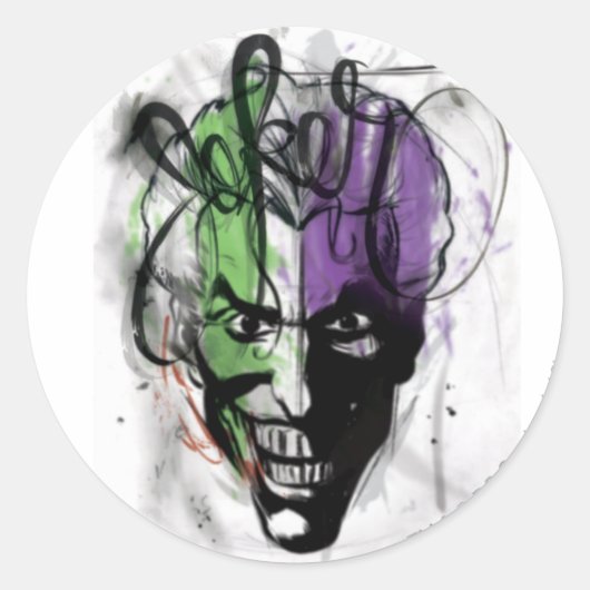 Het portret van de Joker Neon Airping Ronde Sticker (Voorkant)