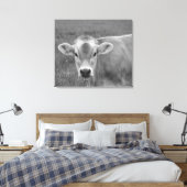 Het portret van de  Koe Jersey Canvas Afdruk (Insitu (Slaapkamer))