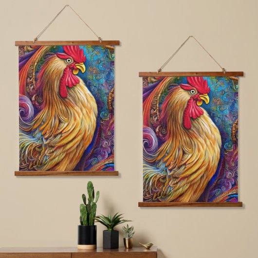Het portret van de Rooster Hangend Wandkleed (Asymmetrisch)