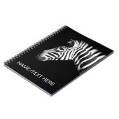 Het Portret van de zebra op Zwarte Gepersonaliseer Notitieboek (Linkerzijde)