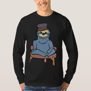 Het portret van een blauwe gleuf in een stoel t-shirt