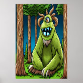 Het portret van een één oog-groen fantasiebeest | poster (Voorkant)