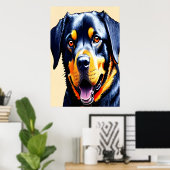 Het portret van een koele Rottweiler | AI Art. Poster (Thuiskantoor)