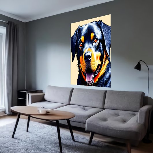 Het portret van een koele Rottweiler | AI Art. Poster